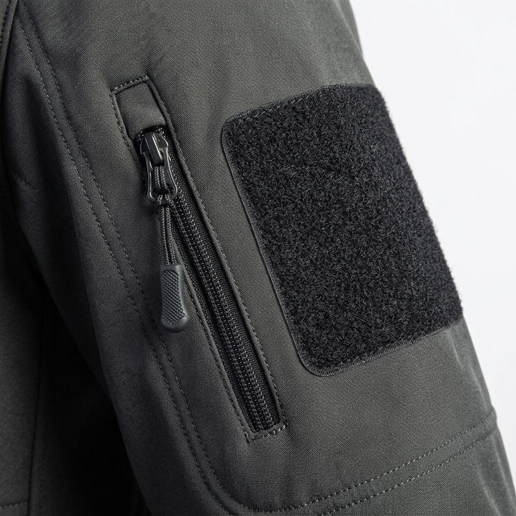 TactWild Striker Softshell Jacket sleeve velcro panel detail