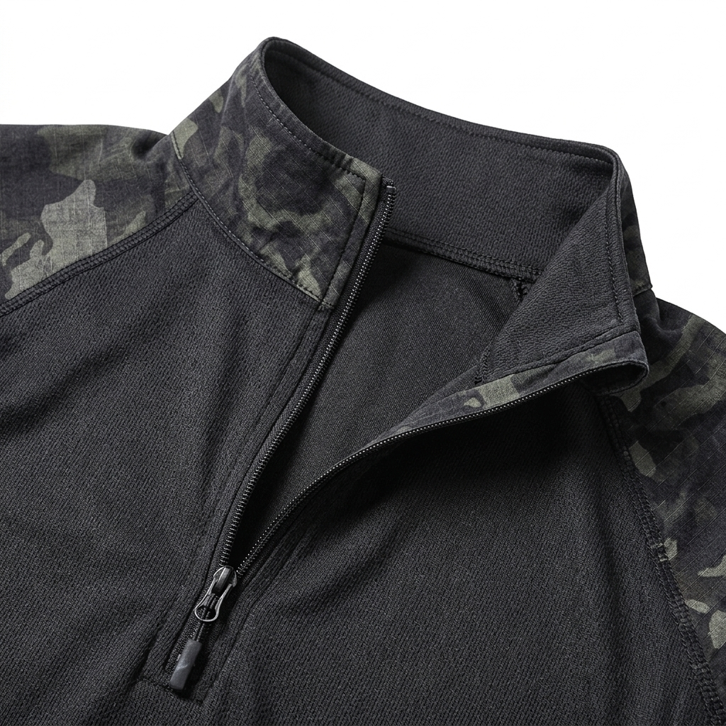 TactFleece Hybrid Shell collar and quarter zip